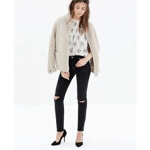 NWT Madewell 9 Inch High Rise Skinny Jeans Black Distressed Size 26 tall